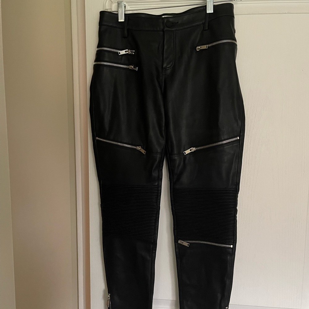 Black leather pants with zippers